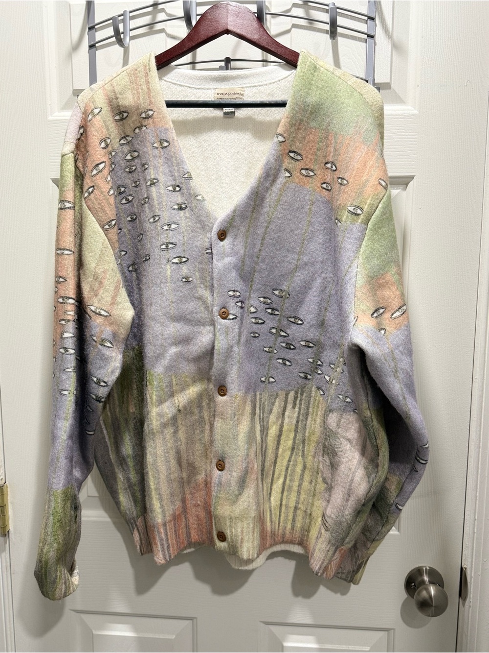 RVCA Multicolor Pastel Abstract Button Cardigan